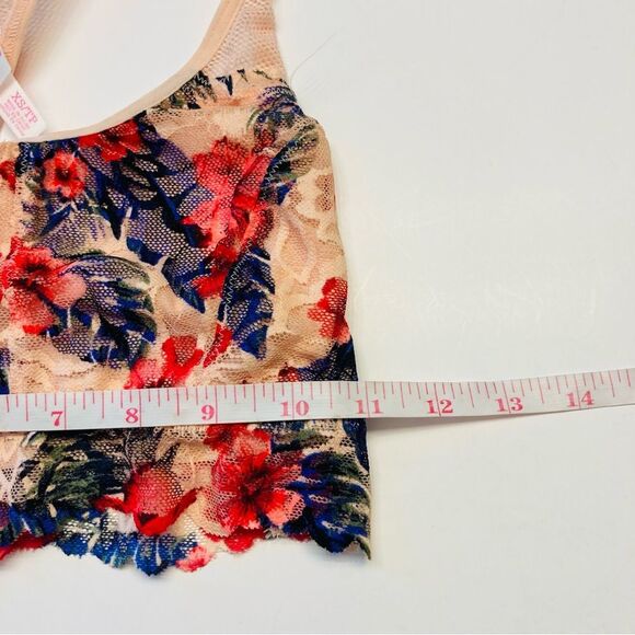 Victoria's Secret Pink Lace Bralette Bra Racerback Unlined Sz XS Tropical Floral - Picture 8 of 11